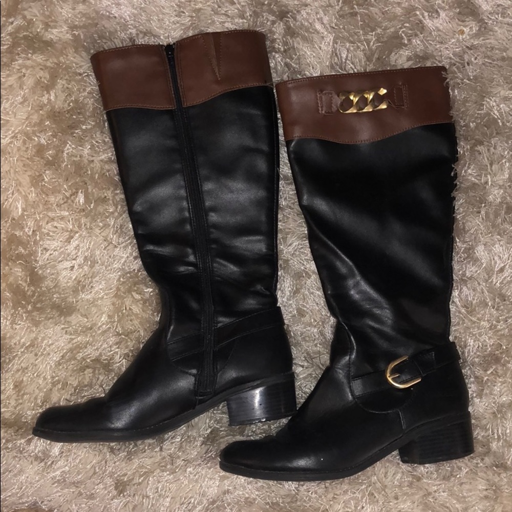 Black & brown Knee Boots